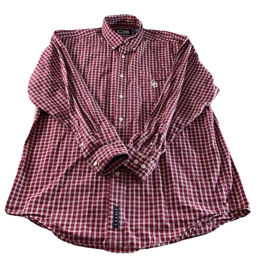 CS‎ Crable Sportswear OU Sooners  Red/ White Button Down Shirt Men's Medium